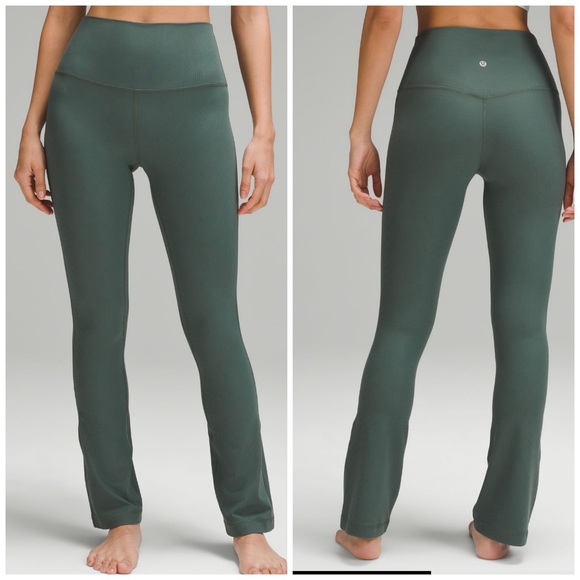 lululemon athletica Pants - Lululemon Align Ribbed Mini-Flared Pant Extra Short size 6 NWT Dark Forest